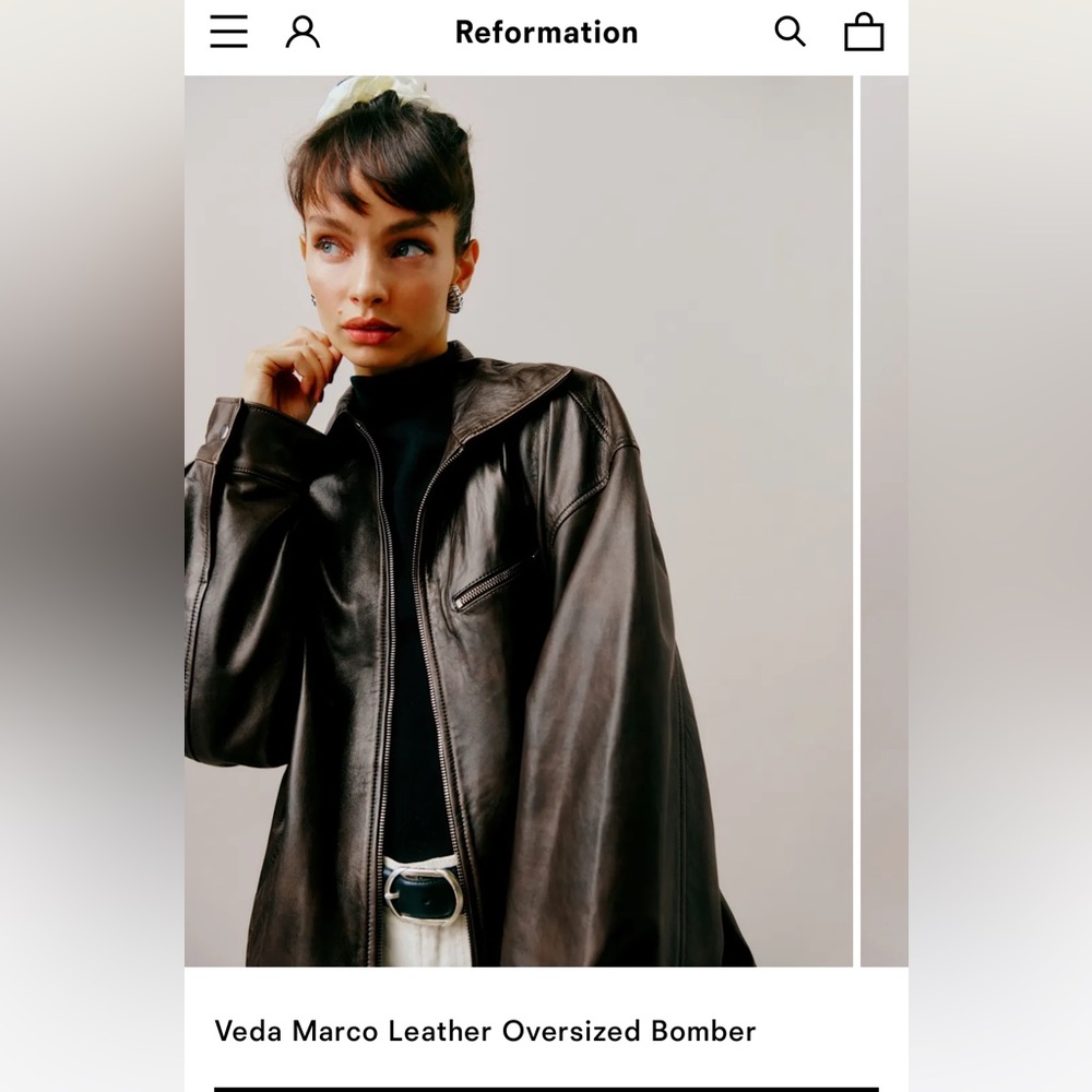 Reformation Veda Marco leather oversized jacket xs pit stop